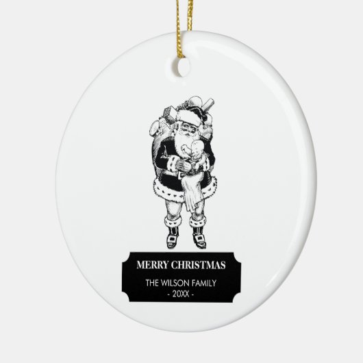 Kerstzwarte Kerstman, witte Kerstman en Baby Keramisch Ornament (Links)