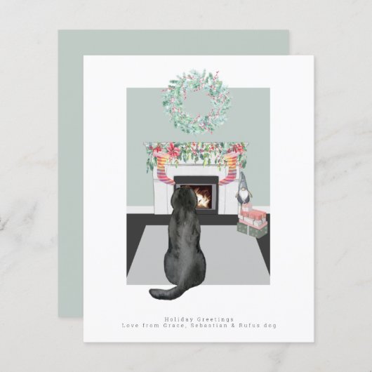 Kerstzwarte labrador Dog Fireplace Scene (Voorkant / Achterkant)
