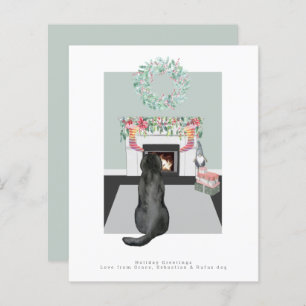 Kerstzwarte labrador Dog Fireplace Scene