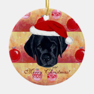 Kerstzwarte labrador Puppy Keramisch Ornament