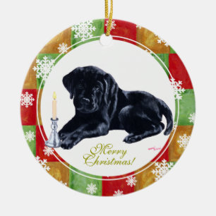 Kerstzwarte labrador Puppy Mosaic Keramisch Ornament