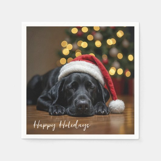 Kerstzwarte labrador Retriever Servet (Voorkant)