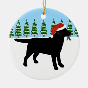 Kerstzwarte labrador Santa Hat Keramisch Ornament