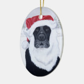 Kerstzwarte labrador Santa Keramisch Ornament (Links)