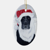 Kerstzwarte labrador Santa Keramisch Ornament (Rechts)