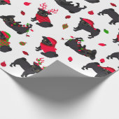 Kerstzwarte pugs White Cadeaupapier (Hoek)
