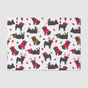 Kerstzwarte pugs White Tissuepapier