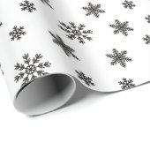 Kerstzwarte sneeuwvlokken op witte achtergrond cadeaupapier (Rol Hoek)