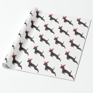 Kerstzwarte Speelgoed Poodle Dog Reindeer Antlers Cadeaupapier
