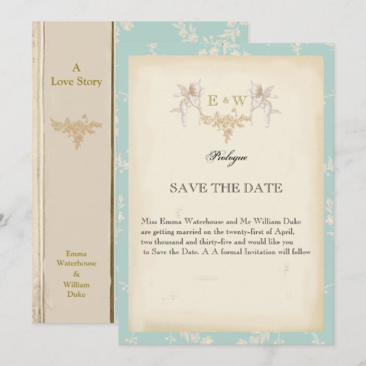  kersub boek met de titel bleek blue Wedding Save The Date (Voorkant / Achterkant)