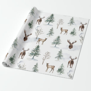 Kertsherten en winterbomen cadeaupapier