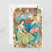 Kerubs en harten briefkaart (Voorkant / Achterkant)