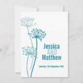 Kervel graphic modern blauwgroen herfstbruiloft kaart (Voorkant)