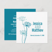 Kervel graphic modern bloem blauwgroen bruiloft ui kaart (Voorkant / Achterkant)