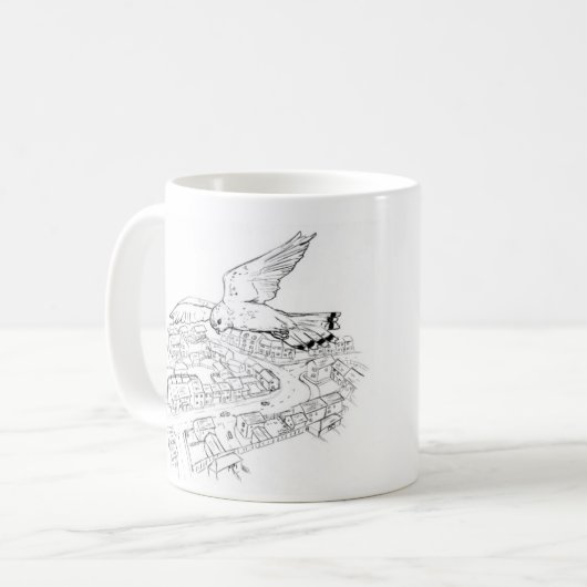 Kestrel over mok stad (Voorkant links)