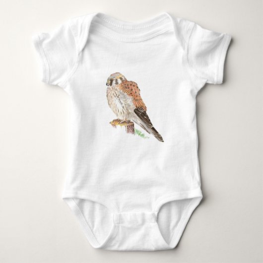 Kestrel Sparrow Hawk, Waterverf Bird Romper (Voorkant)