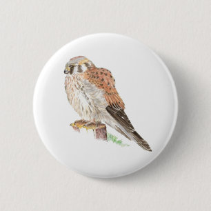 Kestrel Sparrow Hawk, Waterverf Bird Ronde Button 5,7 Cm