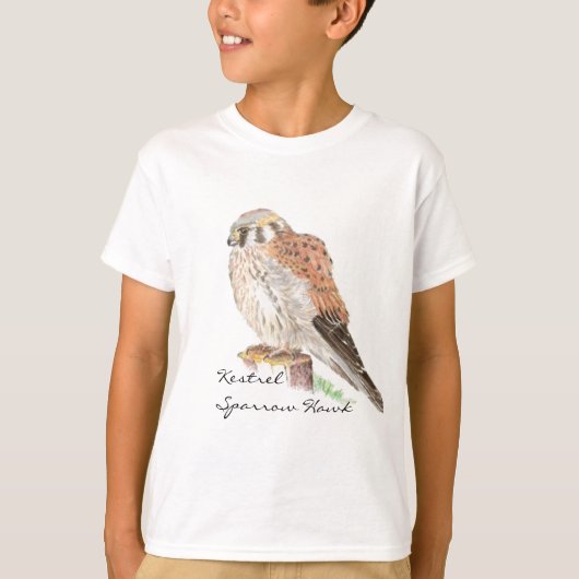 Kestrel Sparrow Hawk, Waterverf Bird T-shirt (Voorkant)