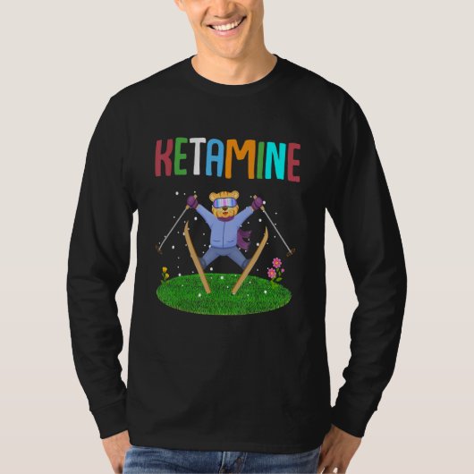 Ketamine Skiing Jumping Bear T-shirt (Voorkant)