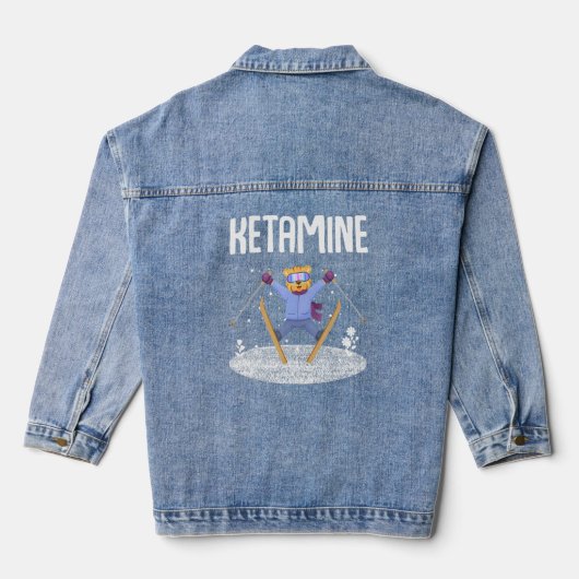Ketamine Skiing Jumping Beer White Denim Jacket (Achterkant)