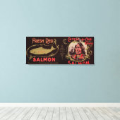 Ketchican, Alaska - Catch-A-Can zalmlabel Canvas Afdruk (Insitu (Houten vloer))