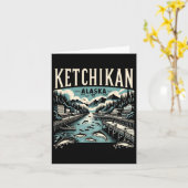 Ketchikan Alaska AK Grafische Zalmhoofdstad Kaart (Gele Bloem)