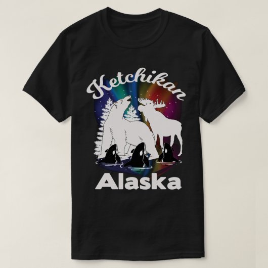 Ketchikan Alaska Aurora Borealis Beer Orca Moose S T-shirt (Design voorkant)
