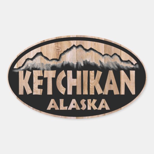Ketchikan Alaska en bois signe oval autocollants (Devant)
