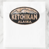 Ketchikan Alaska en bois signe oval autocollants (Sac)