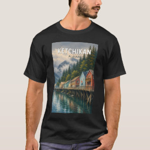 Ketchikan Alaska Illustratie Reis Kunst Vintage T-shirt