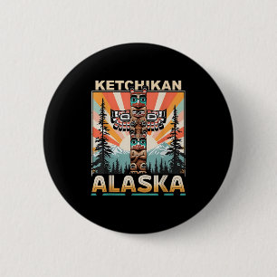 Ketchikan Alaska Indiaanse Totem Le Ronde Button 5,7 Cm