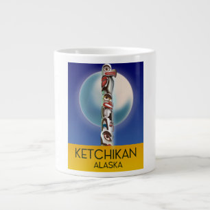 Ketchikan Alaska Totempaal Reisposter Extra Grote Beker