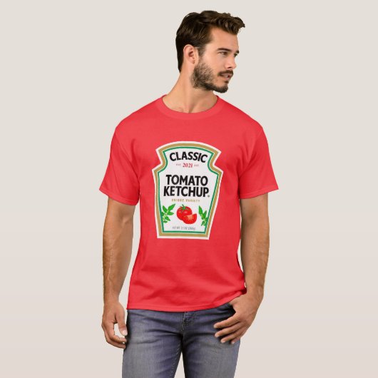 Ketchup Costume Matching Couples Groups Halloween T-shirt (Voorkant volledig)