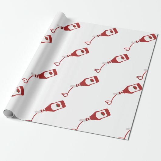 Ketchup Fles Cadeaupapier (Uitgerold)