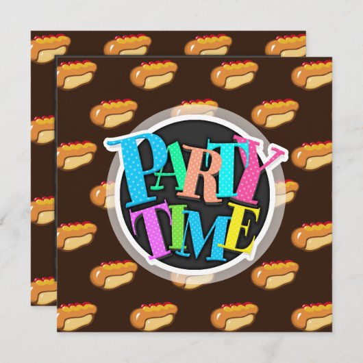 Ketchup & Mosterd Hot Dog Patroon, Bruin Kaart (Voorkant / Achterkant)