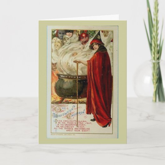 Ketel en Heks Feestdagen Kaart (Voorkant)