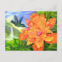 Ketmie de colibri de carte postale avec la