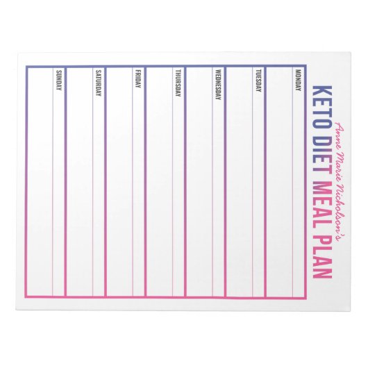 Keto Diet Meal Plan Notitieblok (Voorkant)