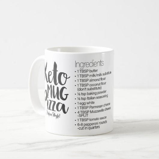 KETO Mok Pizza Recipe Mok (Voorkant links)