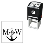 Ketting Anker Paar Bruiloft 2 Initiaal Monogram Zelfinktende Stempel (In situ)