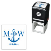 Ketting Anker Paar Trouwen 2 Init Monogram Datum Zelfinktende Stempel (In situ)