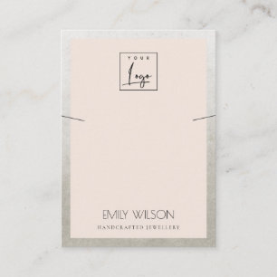 KETTING BLUSH PINK SILVER GRORDER LOGO VISITEKAARTJE