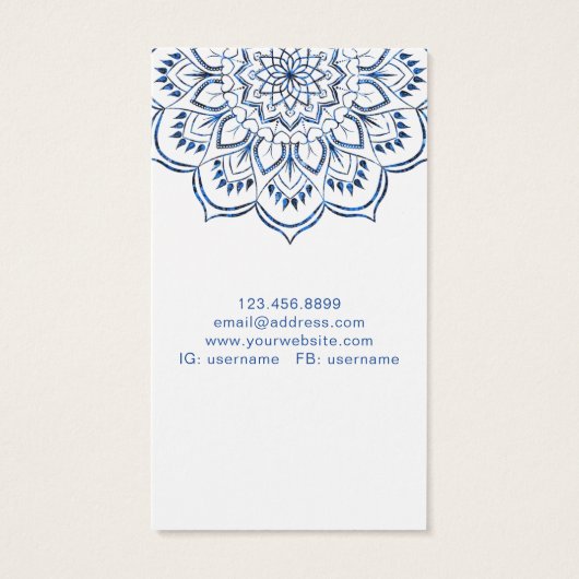 Ketting Display Kaart · Metallic Blue Mandala (Achterkant)