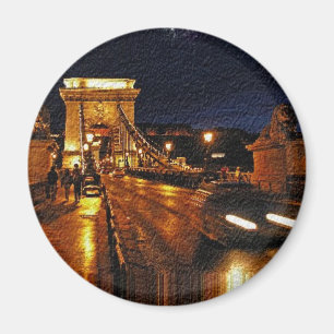 Kettingbrug (Boedapest) bij nacht(1) Magneet