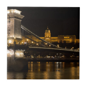 Kettingbrug met Buda Castle Hungary Boedapest Tegeltje