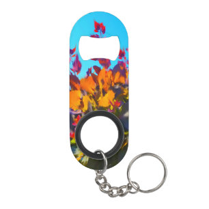 Kettingen en opener met afbeelding van valbladeren mini flessenopener