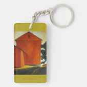 Kettingen met rode schuur sleutelhanger (achterkant)