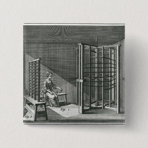 Kettingrafzijde, illustratie Encylopedia Vierkante Button 5,1 Cm