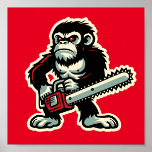 Kettingzaag Chimp Poster