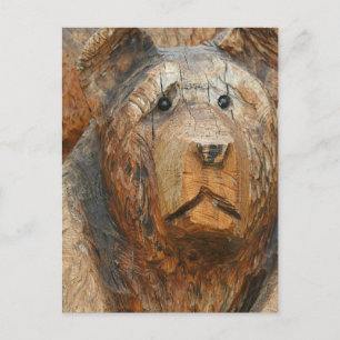 Kettingzaag houten gesneden grizzlybeer ansichtkaa briefkaart